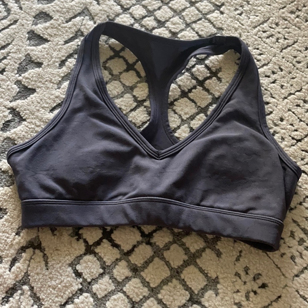 Gray buff bunny sports bra
